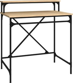 vidaXL Birou, stejar sonoma, 80x50x90 cm, lemn prelucrat și fier