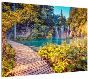 Tablou pe sticlă - Lacurile Plitvice, Croația (70x50 cm)