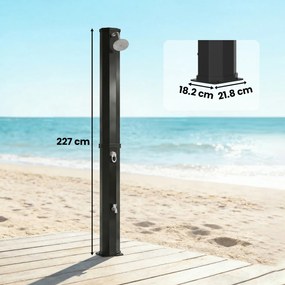 Outsunny Duș solar 60 L duș de grădină cu cap de ploaie reglabil, robinet, temperatură ajustabilă | Aosom Romania