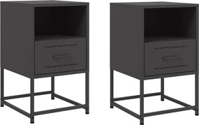 vidaXL Noptiere, 2 buc., negru, 36x39x60,5 cm, oțel