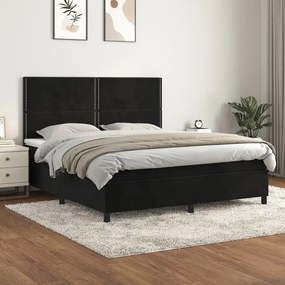 3142979 vidaXL Pat box spring cu saltea, negru, 180x200 cm, catifea