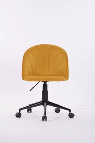 Scaun de birou - tapiterie catifea galbena