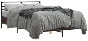 3280071 vidaXL Cadru de pat, stejar maro, 120x190 cm, lemn prelucrat și metal
