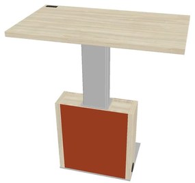 Masă de conferință reglabilă Verno+ S 120 x 70 cm, salcâm / portocaliu