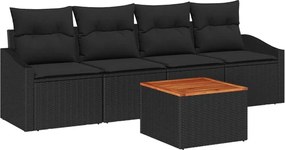vidaXL Set de canapele pentru grădină 5 pcs Negru poliratan