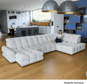 Set canapea extensibilă cu funcţie de extensie electrică, crem, pe stânga, TOLLO L ROH