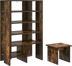 vidaXL Dulap pentru pantofi cu raft 2 pcs Stejar fumuriu Lemn compozit