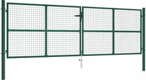 vidaXL Poartă de grădină din plasă, oțel, 400x125 cm, verde