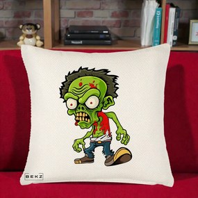 Perna Decorativa Zombie Halloween, 40x40 cm, Crem Reliefat, Husa Detasabila, Perna Inclusa, BEKZ®