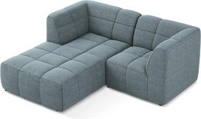 Colțar albastru cu tapițerie din țesătură bouclé (cu colț pe partea stângă/cu șezlong) Aloha – Makamii