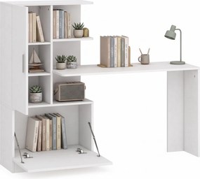 HOMCOM Birou pentru calculator cu bibliotecă și dulap, 150 cm, alb | Aosom Romania
