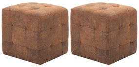 vidaXL Taburet, 2 buc., maro, 30x30x30 cm, piele întoarsă ecologică