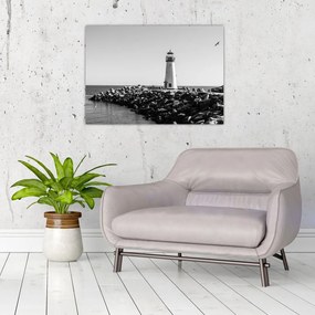 Tablou pe sticlă - Far de pe coastă, Santa Cruz, California (70x50 cm)