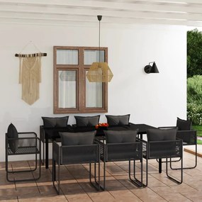 Set mobilier de gradina, 9 piese, negru Lungime masa 200 cm, 9