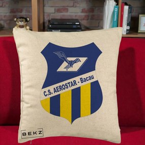 Perna Personalizata CS Aerostar Bacau Fotbal, 40x40 cm, Bej, Husa Detasabila, Perna Inclusa, BEKZ®