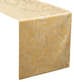 Față de masă din catifea cu imprimeu galben 35x140