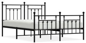 353555 vidaXL Cadru pat metalic cu tăblie de cap/picioare, negru, 140x190 cm