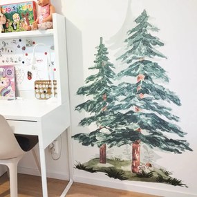 INSPIO Copaci coniferi - autocolante în acuarelă pentru perete