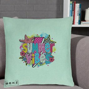 Perna Decorativa Summer Vibes Colorata, 40x40 cm, Verde Menta, Husa Detasabila, Perna Inclusa, BEKZ®