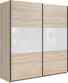 Dulap TETRIX, stejar sonoma/alb lucios, PAL, cu 2 usi, 183x60x196 cm