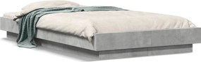 vidaXL Cadru de pat cu LED, gri beton, 90x190 cm, lemn prelucrat