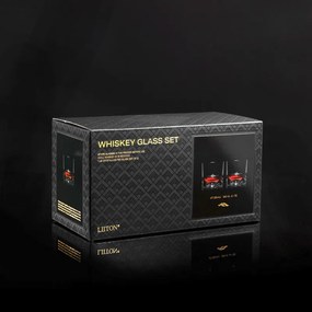 Set pahare pentru whisky LIITON 1006970 Denali, 230 ml, 2 buc, Fund 3D varful Denali, Transparent