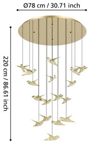 Lustră LED dimabilă pe cablu Eglo 390398 PARATEBUENO 17xLED/3W/230V auriu
