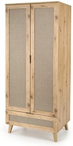 Dulap Borneo S-1 stejar artizan/negru H200 cm
