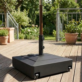 Outsunny Bază Umbrelă cu Roți și Frâne, cu Apă 40kg/Nisip 61kg, pentru Stâlpi de Ø35/38/48mm, Negru | Aosom Romania