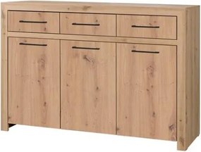 Comodă 3-door JANEZ – 150x47x102 cm – Stejar Artisan / Negru