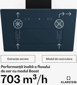 Klarstein Hotă SleekAir, A+++, 717m³/h, Touch, LED, 60cm