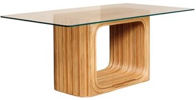 Masa dining, din rattan si blat de sticla, Glass