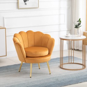 HOMCOM Fotoliu Vintage din Catifea Galbenă, Design Elegant pentru Living sau Birou, Confort Superior | Aosom Romania