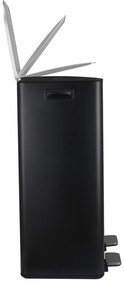 Coș de gunoi negru mat pentru reciclare/cu pedală 2x30 l din oțel Aliya – Spirella