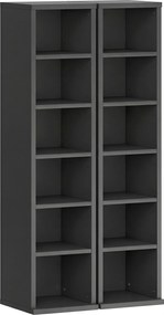 HOMCOM Set de 2 rafturi coloane dulap de depozitare CD-DVD 12 compartimente 21 x 22,5 x 88,5 cm capacitate 204 CD-uri negru | Aosom Romania
