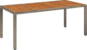 vidaXL Masă de grădină cu blat din sticlă gri, 190x90x75 cm, poliratan