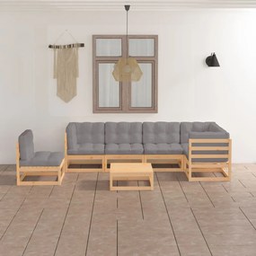 3076639 vidaXL Set mobilier de grădină cu perne, 7 piese, lemn masiv de pin