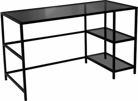 Birou 552NOS1704, negru, sticla/metal, 130x60x75 cm