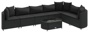 3308387 vidaXL Set mobilier de grădină cu perne, 8 piese, negru, poliratan