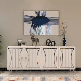 Consola, Hanah Home, Tean, 150x75x35 cm, Alb / Argintiu