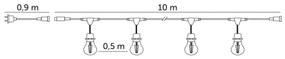 Lanț LED decorativ de exterior BAJA ST64 20xE27/1W/230V 10,9m IP44 alb cald