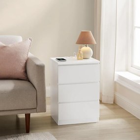 Noptiere cu funcție de încărcare ZION, 35x40x59 cm, alb Vasagle