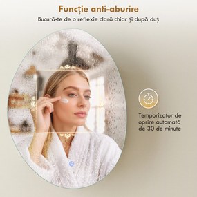 HOMCOM Dulap Baie LED, Anti-Condens, Iluminare Reglabilă 3 Tonuri, Alb, Montare pe Perete | Aosom Romania