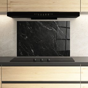 Panou Sticla Bucatarie, 80x120cm, Protectie aragaz, Antistropi, Termorezistent, Abstracte, Marble, Black Marble