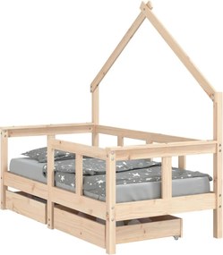 vidaXL Cadru de pat cu sertare de copii, 70x140 cm, lemn masiv de pin
