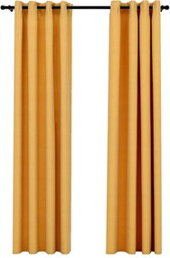 vidaXL Perdele opace, aspect pânză, ocheți, 2 buc., galben, 140x245 cm