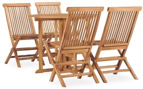 vidaXL Set mobilier de exterior pliabil, 5 piese, lemn masiv de tec