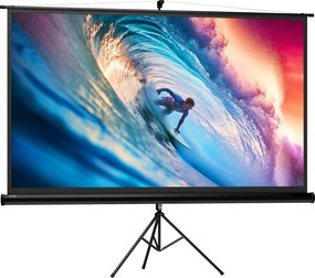 Ecran Proiector HOMCOM Pliabil de 100" Format 16:9 cu Treppied Reglabil, 235.8x8x136 cm, Negru | Aosom Romania