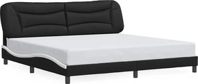 vidaXL Cadru de pat fără saltea Hvar negru și alb 200x200cm piele artificială