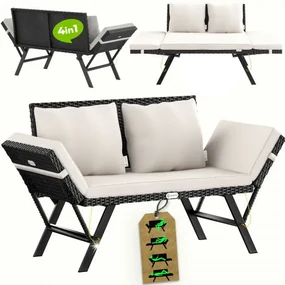 Deuba Banca ratan de gradina 176x56x81cm - neagra